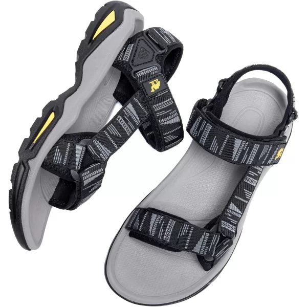 CAMEL CROWN Mens Hiking Sandals Waterproof with Arch Support Open Toe Summer Outdoor Comfort Beach Water Sport SandalsBlack Grey