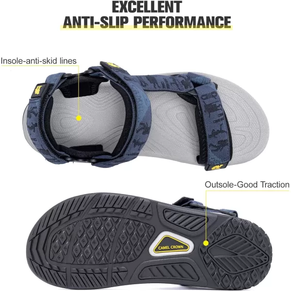 CAMEL CROWN Mens Hiking Sandals Waterproof with Arch Support Open Toe Summer Outdoor Comfort Beach Water Sport SandalsDeep Blue