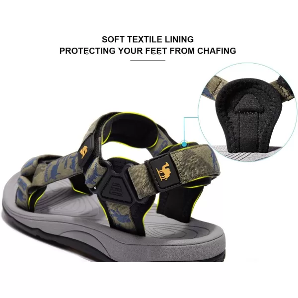 CAMEL CROWN Mens Hiking Sandals Waterproof with Arch Support Open Toe Summer Outdoor Comfort Beach Water Sport SandalsGreen