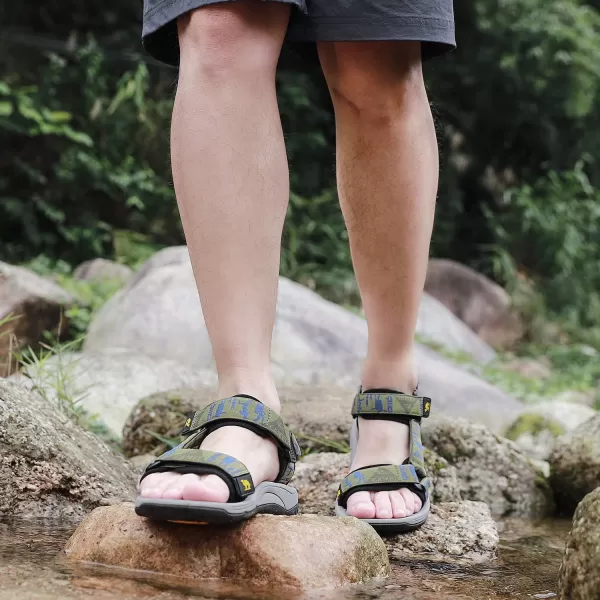 CAMEL CROWN Mens Hiking Sandals Waterproof with Arch Support Open Toe Summer Outdoor Comfort Beach Water Sport SandalsGreen