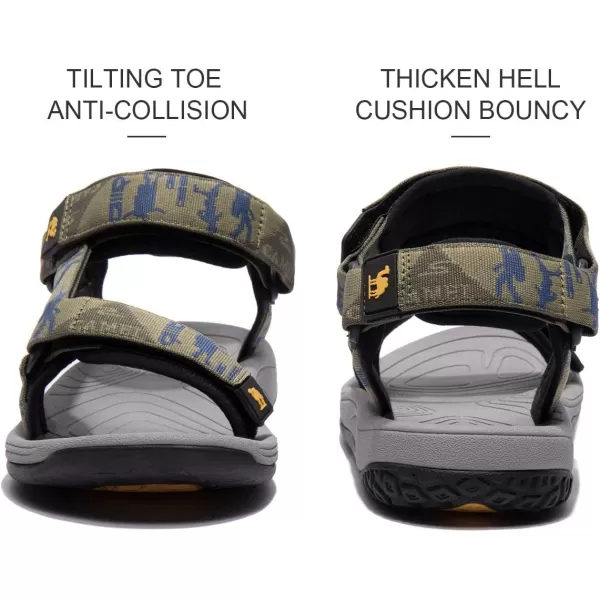 CAMEL CROWN Mens Hiking Sandals Waterproof with Arch Support Open Toe Summer Outdoor Comfort Beach Water Sport SandalsGreen