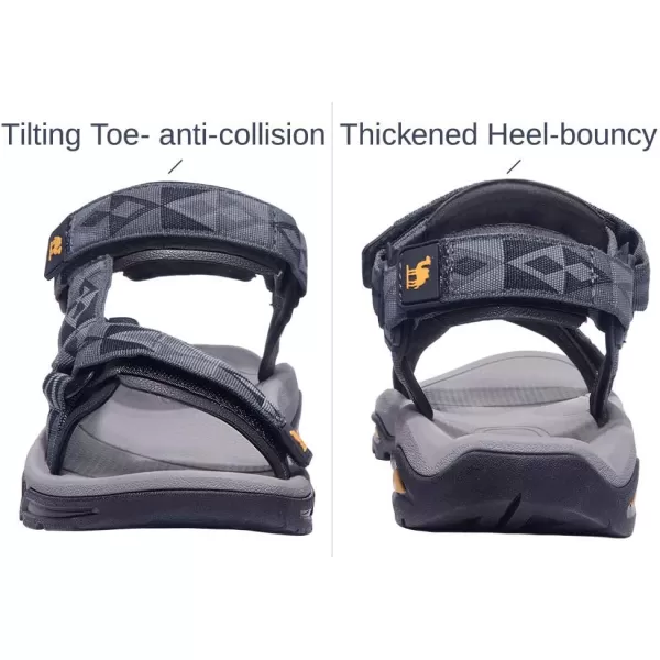 CAMEL CROWN Mens Hiking Sandals Waterproof with Arch Support Open Toe Summer Outdoor Comfort Beach Water Sport SandalsGreyBlack