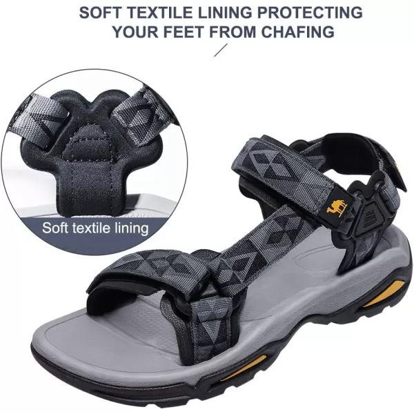 CAMEL CROWN Mens Hiking Sandals Waterproof with Arch Support Open Toe Summer Outdoor Comfort Beach Water Sport SandalsGreyBlack