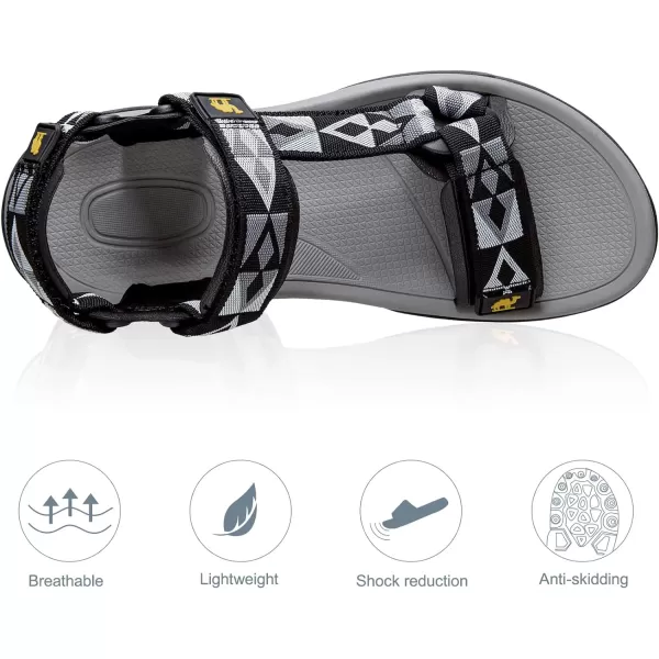 CAMEL CROWN Mens Hiking Sandals Waterproof with Arch Support Open Toe Summer Outdoor Comfort Beach Water Sport SandalsGreyWhite