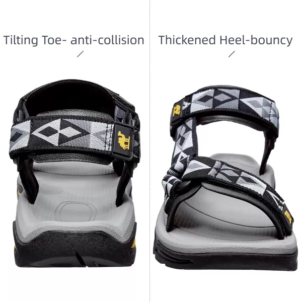 CAMEL CROWN Mens Hiking Sandals Waterproof with Arch Support Open Toe Summer Outdoor Comfort Beach Water Sport SandalsGreyWhite