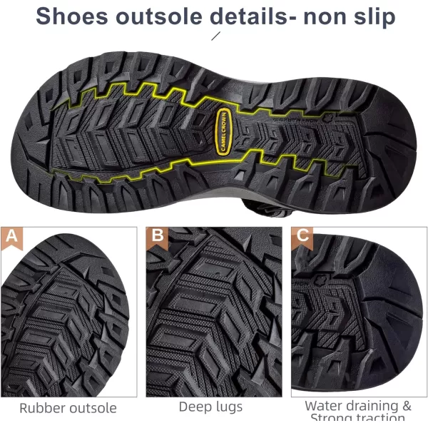 CAMEL CROWN Mens Hiking Sandals Waterproof with Arch Support Open Toe Summer Outdoor Comfort Beach Water Sport SandalsGreyWhite