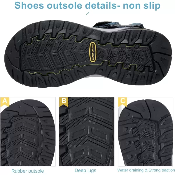 CAMEL CROWN Mens Hiking Sandals Waterproof with Arch Support Open Toe Summer Outdoor Comfort Beach Water Sport SandalsLight Blue Black