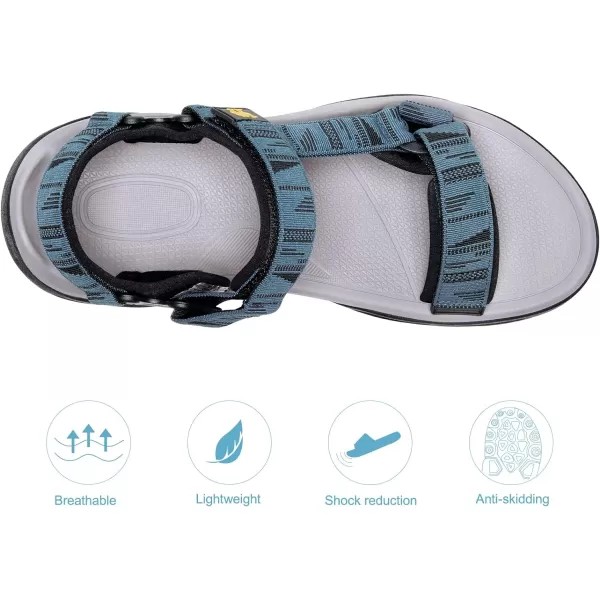 CAMEL CROWN Mens Hiking Sandals Waterproof with Arch Support Open Toe Summer Outdoor Comfort Beach Water Sport SandalsLight Blue Black