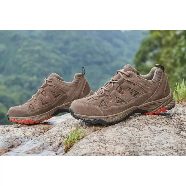 CAMEL CROWN Mens Hiking Shoes Leather Low Top Sneakers Lightweight for Outdoor Trailing Trekking WalkingCoffee