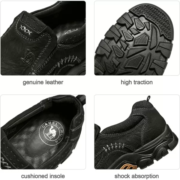 CAMEL CROWN Mens Loafers Slip On Loafer Leather Casual Walking Shoes Comfortable for Work Office Dress OutdoorBlack4020