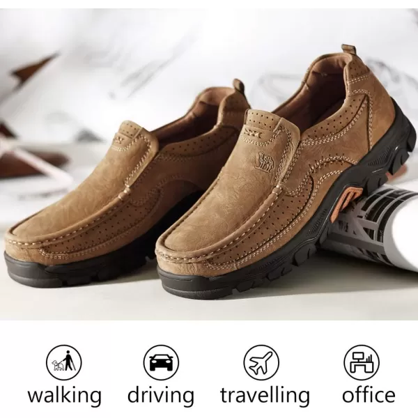 CAMEL CROWN Mens Loafers Slip On Loafer Leather Casual Walking Shoes Comfortable for Work Office Dress OutdoorBrown4020