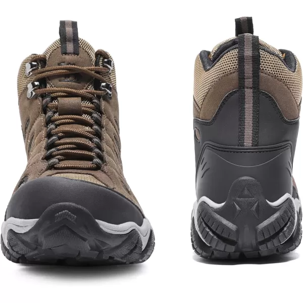 CAMEL CROWN Mens Mid Hiking Boots NonSlip Work Boots Breathable for Outdoor Trekking Walking Trail BackpackingBrown