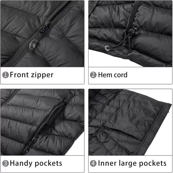 CAMEL CROWN Mens Packable Down Jacket Hooded Lightweight Puffer Insulated Coat for Travel Outdoor HikingBlack