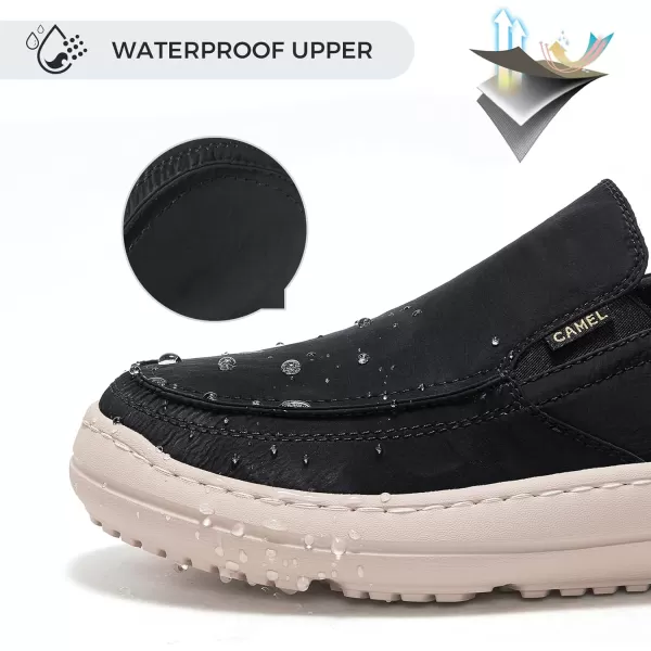 CAMEL CROWN Mens SlipOn Loafer Casual Shoes Waterproof Lightweight Sneakers Comfortable for Walking WorkSize 710Black