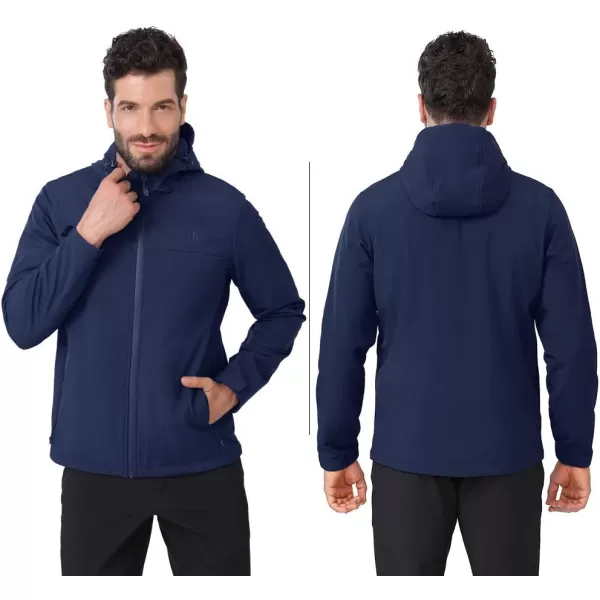 CAMEL CROWN Mens Softshell Jacket Fleece Lined Waterproof Windproof Lightweight Outerwear Full Zip Hiking Work TravelBlue1