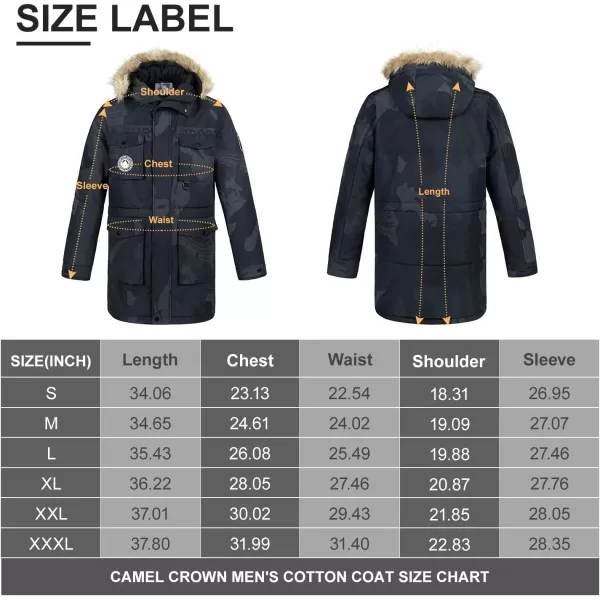 CAMEL CROWN Mens Warm Parka Thickened Hooded Insulated Jacket with Faux Fur Winter Padded Coat GreyGrey