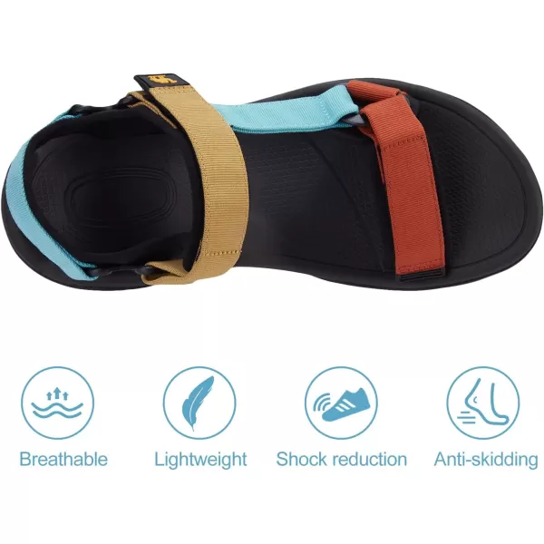 CAMEL CROWN Mens Waterproof Hiking Sandals with Arch Support Open Toe Summer Outdoor Beach Water Comfortable Sport SandalsBlueKhaki