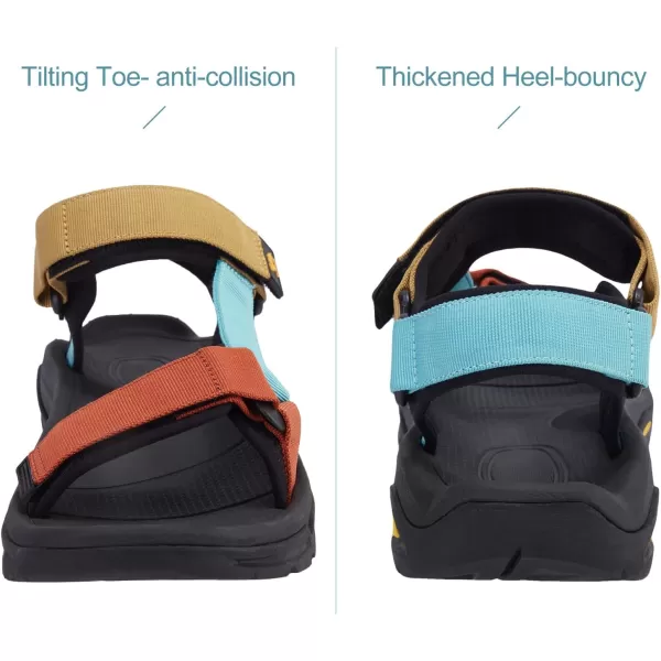 CAMEL CROWN Mens Waterproof Hiking Sandals with Arch Support Open Toe Summer Outdoor Beach Water Comfortable Sport SandalsBlueKhaki