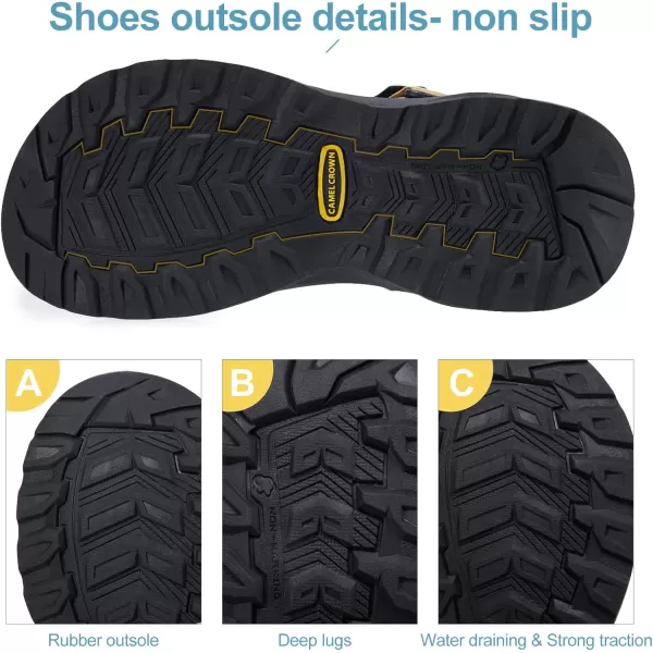 CAMEL CROWN Mens Waterproof Hiking Sandals with Arch Support Open Toe Summer Outdoor Beach Water Comfortable Sport SandalsBlueKhaki