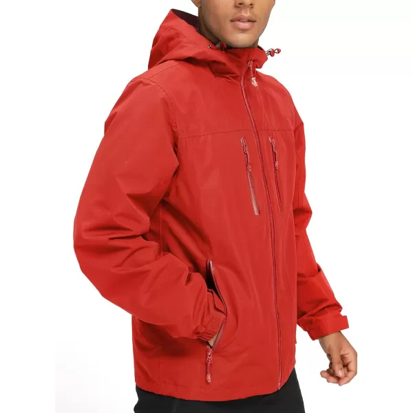 CAMEL CROWN Mens Waterproof Shell Jacket Windbreaker Hooded Rain Coat for Outdoor Hiking Climbing TravelingRed