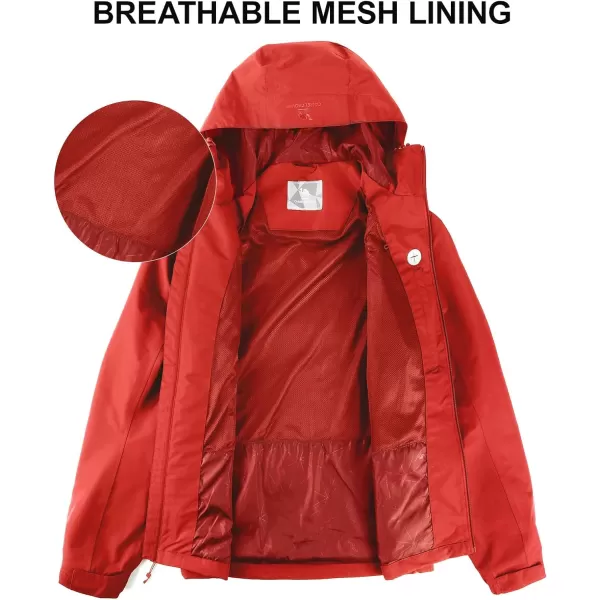 CAMEL CROWN Mens Waterproof Shell Jacket Windbreaker Hooded Rain Coat for Outdoor Hiking Climbing TravelingRed