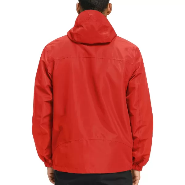 CAMEL CROWN Mens Waterproof Shell Jacket Windbreaker Hooded Rain Coat for Outdoor Hiking Climbing TravelingRed