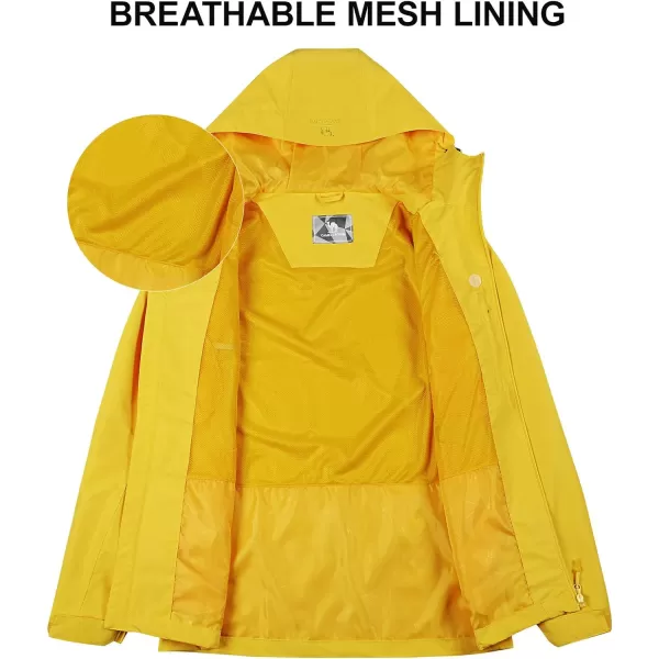 CAMEL CROWN Mens Waterproof Shell Jacket Windbreaker Hooded Rain Coat for Outdoor Hiking Climbing TravelingYellow