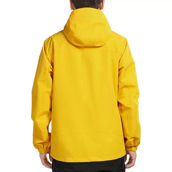 CAMEL CROWN Mens Waterproof Shell Jacket Windbreaker Hooded Rain Coat for Outdoor Hiking Climbing TravelingYellow