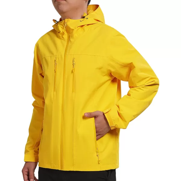 CAMEL CROWN Mens Waterproof Shell Jacket Windbreaker Hooded Rain Coat for Outdoor Hiking Climbing TravelingYellow