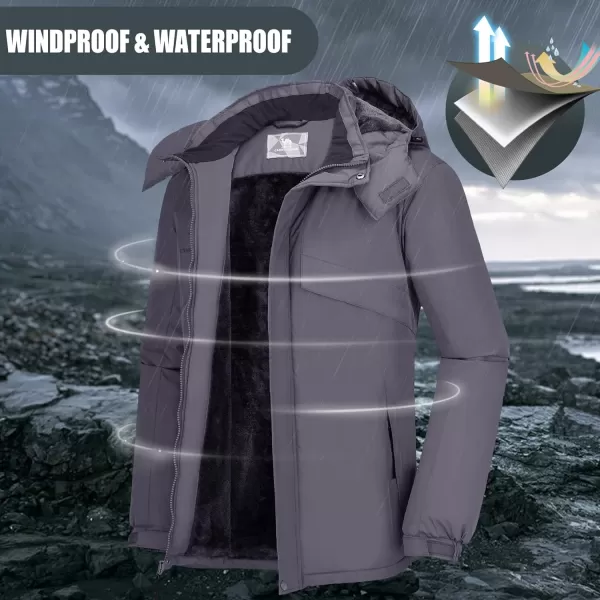 CAMEL CROWN Mens Waterproof Ski Jacket Warm Winter Snow Coat Mountain Windbreaker Hooded Raincoat Snowboarding JacketGrey