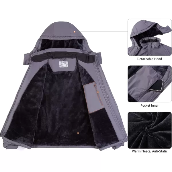 CAMEL CROWN Mens Waterproof Ski Jacket Warm Winter Snow Coat Mountain Windbreaker Hooded Raincoat Snowboarding JacketGrey