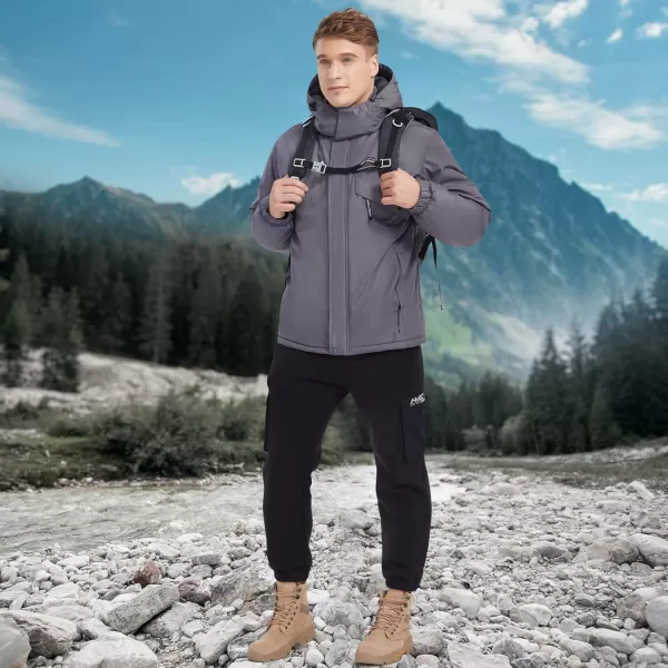 CAMEL CROWN Mens Waterproof Ski Jacket Warm Winter Snow Coat Mountain Windbreaker Hooded Raincoat Snowboarding JacketGrey