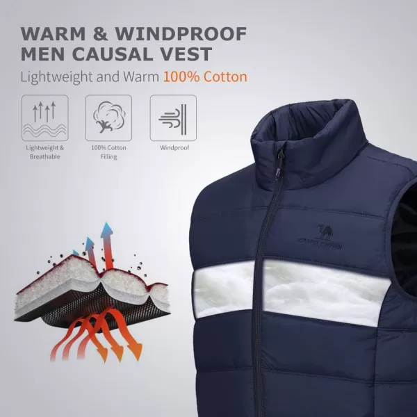 CAMEL CROWN Puffer Vest Men Quilted Winter Padded Sleeveless Jackets Gilet for Casual Work Travel OutdoorBlue