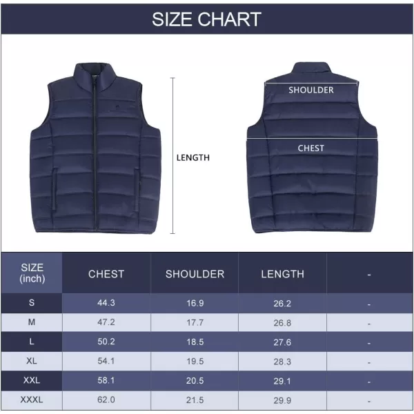 CAMEL CROWN Puffer Vest Men Quilted Winter Padded Sleeveless Jackets Gilet for Casual Work Travel OutdoorBlue
