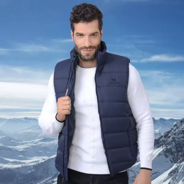CAMEL CROWN Puffer Vest Men Quilted Winter Padded Sleeveless Jackets Gilet for Casual Work Travel OutdoorBlue