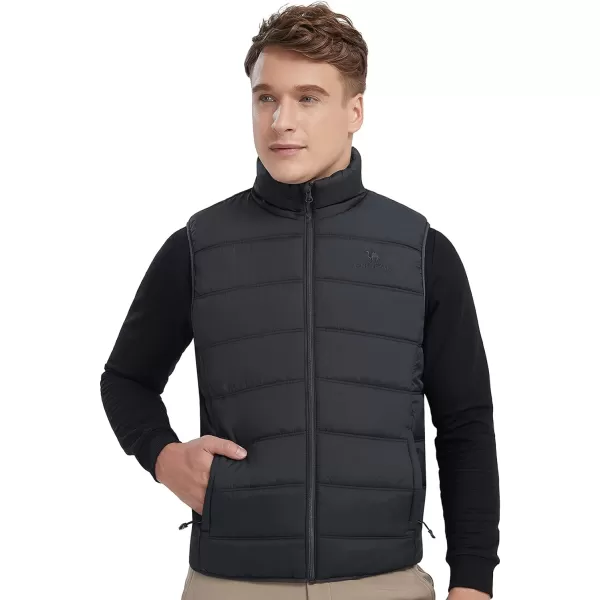 CAMEL CROWN Puffer Vest Men Quilted Winter Padded Sleeveless Jackets Gilet for Casual Work Travel OutdoorDrak Grey