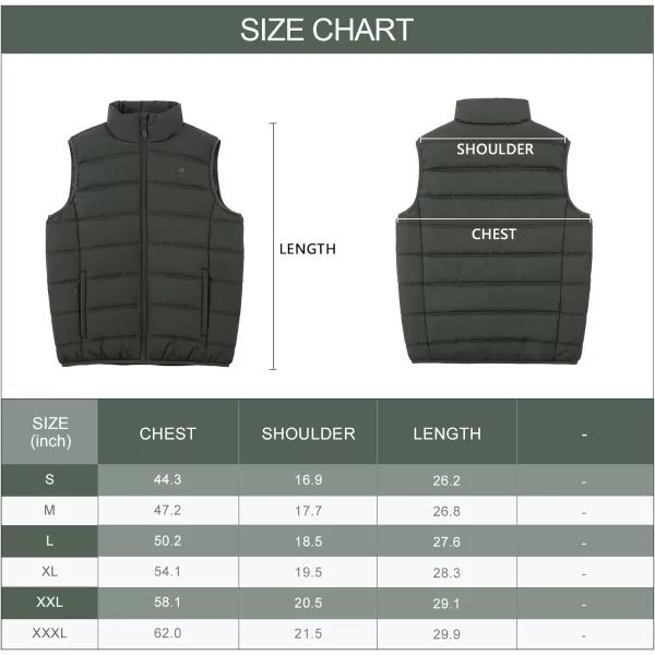 CAMEL CROWN Puffer Vest Men Quilted Winter Padded Sleeveless Jackets Gilet for Casual Work Travel OutdoorGreen