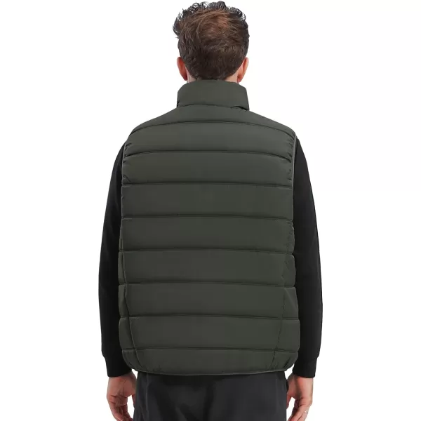 CAMEL CROWN Puffer Vest Men Quilted Winter Padded Sleeveless Jackets Gilet for Casual Work Travel OutdoorGreen