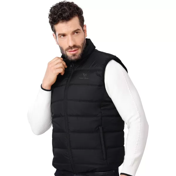 CAMEL CROWN Puffer Vest Men Quilted Winter Padded Sleeveless Jackets Gilet for Casual Work Travel OutdoorNew Black