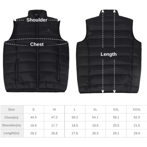 CAMEL CROWN Puffer Vest Men Quilted Winter Padded Sleeveless Jackets Gilet for Casual Work Travel OutdoorNew Black