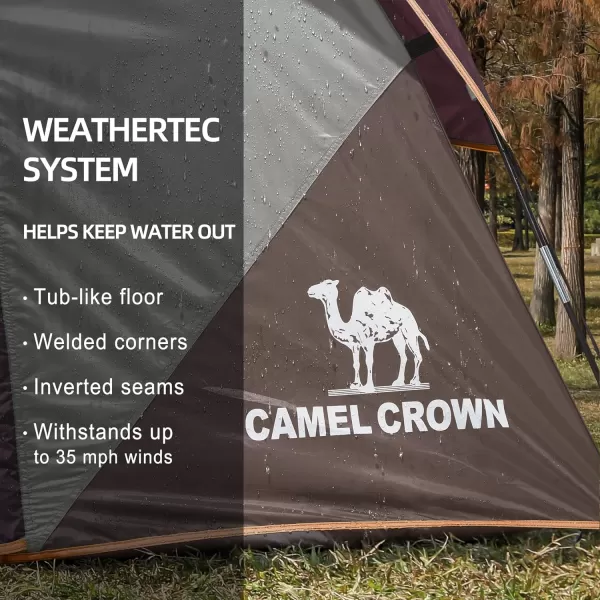 CAMEL CROWN Tents for Camping 3456 Person Tent Waterproof Easy Setup Backpacking Tents with Floor Mats Family Tent for Outdoor HikingBurgundy