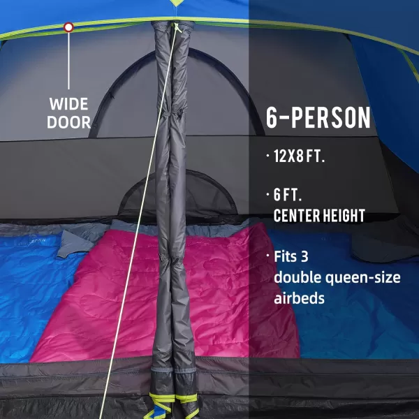 CAMEL CROWN Tents for Camping 3456 Person Tent Waterproof Easy Setup Backpacking Tents with Floor Mats Family Tent for Outdoor HikingSky Blue