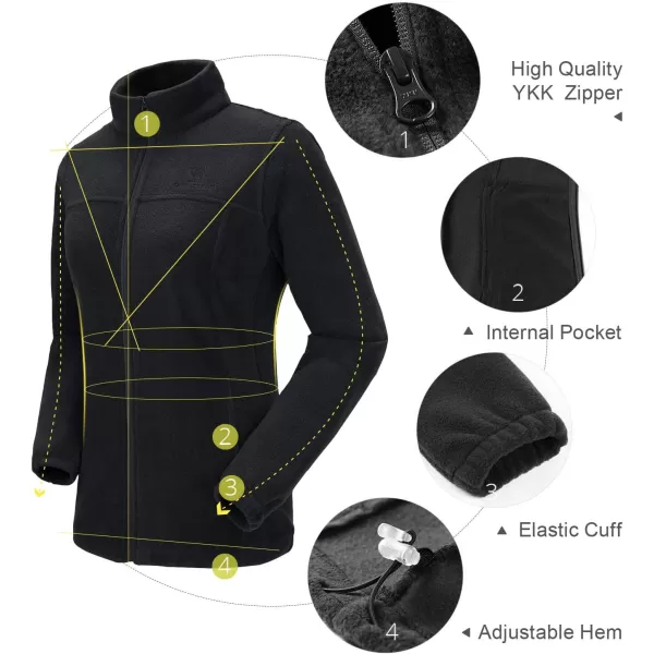 CAMEL CROWN Women Full Zip Fleece Jackets with Pockets Soft Polar Fleece Coat Jacket Sweater for Spring OutdoorBlack2