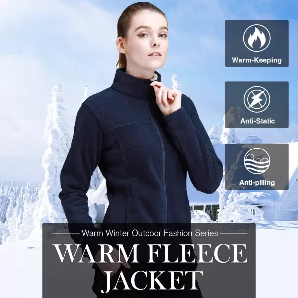 CAMEL CROWN Women Full Zip Fleece Jackets with Pockets Soft Polar Fleece Coat Jacket Sweater for Spring OutdoorDark Blue2