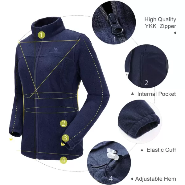 CAMEL CROWN Women Full Zip Fleece Jackets with Pockets Soft Polar Fleece Coat Jacket Sweater for Spring OutdoorDark Blue2