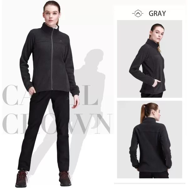 CAMEL CROWN Women Full Zip Fleece Jackets with Pockets Soft Polar Fleece Coat Jacket Sweater for Spring OutdoorGrey2