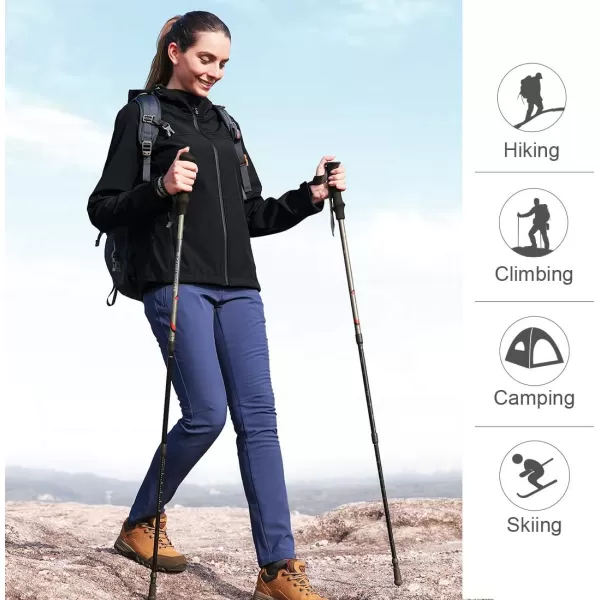 CAMEL CROWN Womens Fleece Lined Softshell Jacket Hooded Waterproof Windproof Lightweight Insulated Winbreaker Hiking CampingBlack