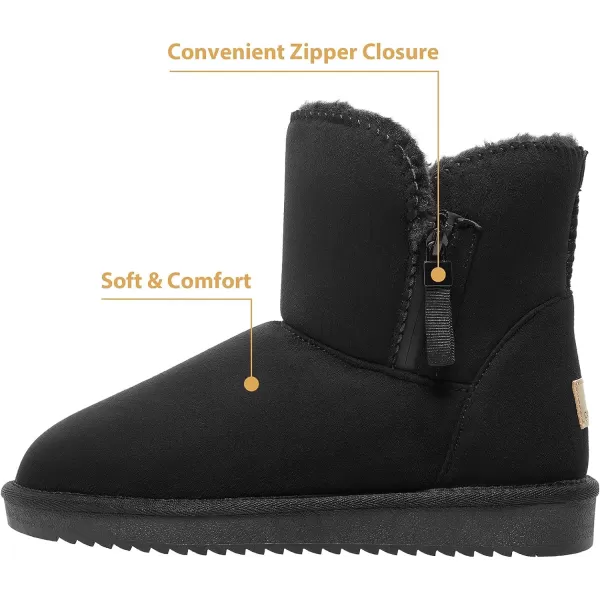 CAMEL CROWN Womens Foldable Snow Boots Warm Fur Winter Boots MidCalf Zipper House Slippers Boots Classic Mini Short Boots for OutdoorBlack07