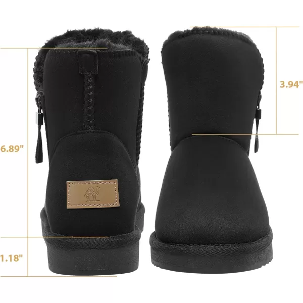 CAMEL CROWN Womens Foldable Snow Boots Warm Fur Winter Boots MidCalf Zipper House Slippers Boots Classic Mini Short Boots for OutdoorBlack07