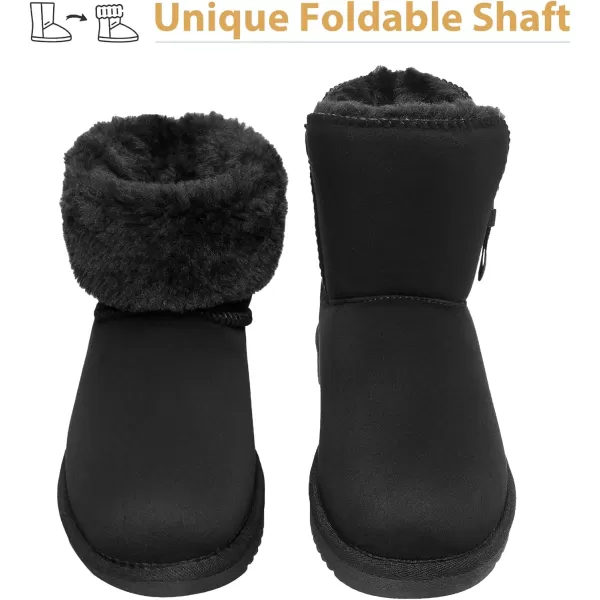 CAMEL CROWN Womens Foldable Snow Boots Warm Fur Winter Boots MidCalf Zipper House Slippers Boots Classic Mini Short Boots for OutdoorBlack07